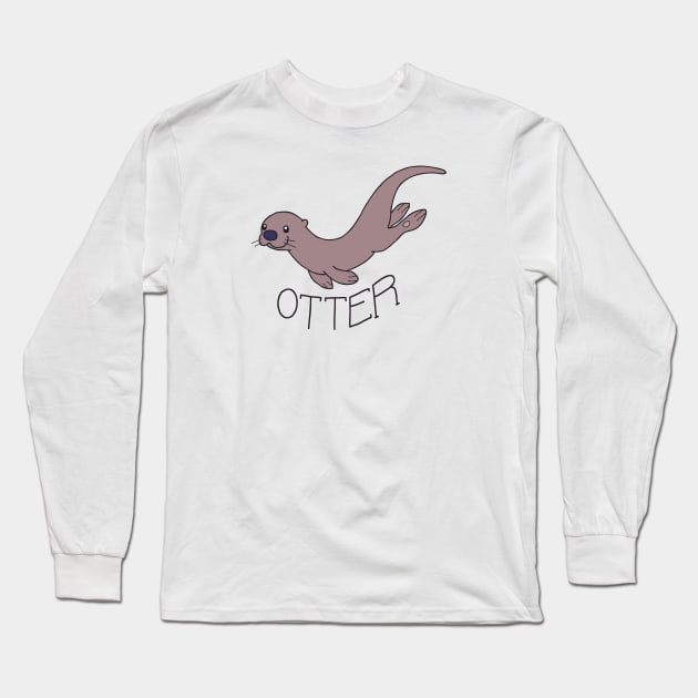 Cute River Otter Long Sleeve T-Shirt by LobitoWorks